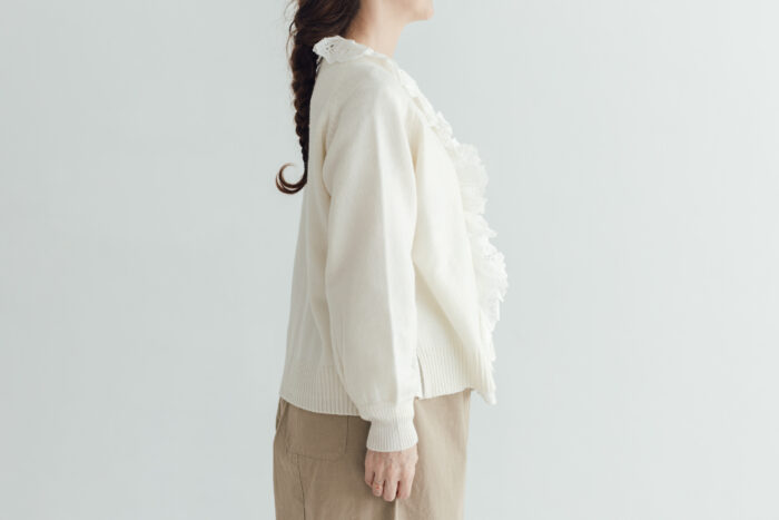 予約 G997 ANTIQUE LACE KNIT CARDIGAN snow white 10月中〜10月末 2