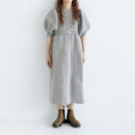 LILLIAN YARN PUFF SLEEVE DRESS gray