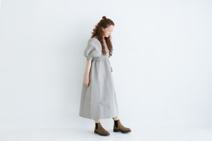 LILLIAN YARN PUFF SLEEVE DRESS gray 6