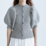 LILLIAN YARN PUFF SLEEVE CARDIGAN gray　