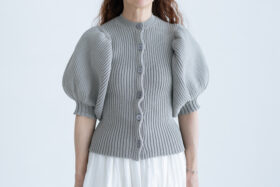 LILLIAN YARN PUFF SLEEVE CARDIGAN gray　 1