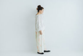 予約 G1041 ANTIQUE FLOWER PRINT WIDE PANTS fade pink flower 3月中〜3月末 6