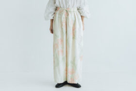 予約 G1041 ANTIQUE FLOWER PRINT WIDE PANTS fade pink flower 3月中〜3月末 1