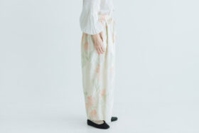 予約 G1041 ANTIQUE FLOWER PRINT WIDE PANTS fade pink flower 3月中〜3月末 2