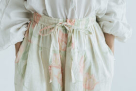 予約 G1041 ANTIQUE FLOWER PRINT WIDE PANTS fade pink flower 3月中〜3月末 4