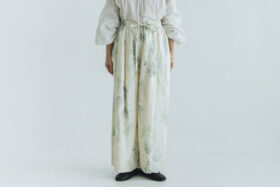 予約 G1041 ANTIQUE FLOWER PRINT WIDE PANTS fade black flower 3月中〜3月末 1