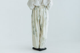 予約 G1041 ANTIQUE FLOWER PRINT WIDE PANTS fade black flower 3月中〜3月末 3