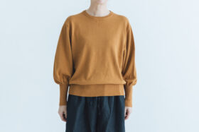 予約 G1034 GATHER SLEEVE KNIT PULL OVER camel 2月末〜3月初 1