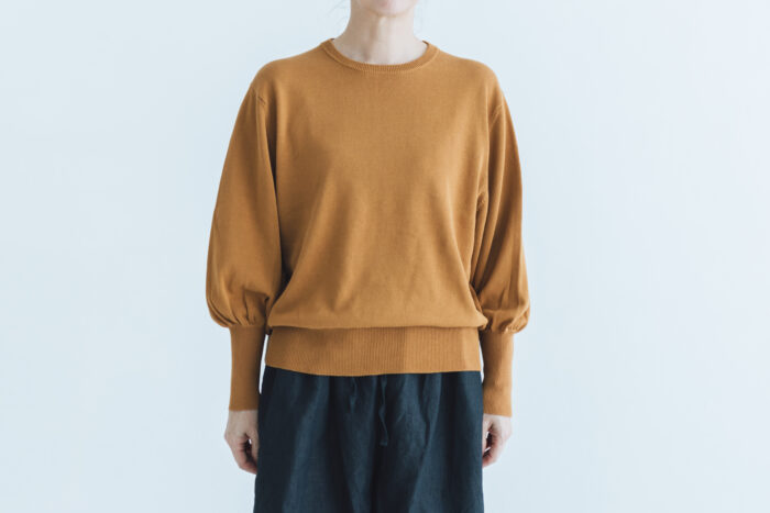 予約 G1034 GATHER SLEEVE KNIT PULL OVER camel 2月末〜3月初 1