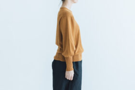 予約 G1034 GATHER SLEEVE KNIT PULL OVER camel 2月末〜3月初 2