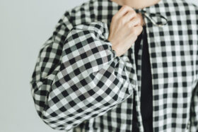 予約 G1027 GINGHAM LANTERN SLEEVE black 2月中〜2月末 5