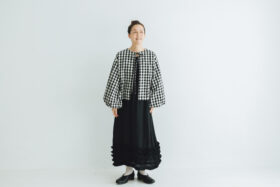 予約 G1027 GINGHAM LANTERN SLEEVE black 2月中〜2月末 6