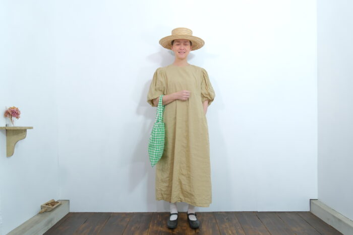 No.7474 LINEN COTTON BALLOON SLEEVE DRESS  5-7月 3