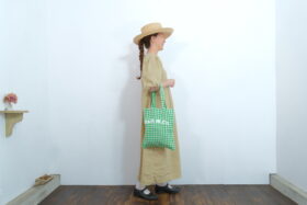 No.7507 LINEN GINGHAM CHECK TOTE BAG  5-7月 2