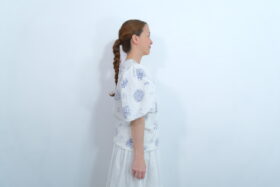 No.7444 TRELLIS C.S BALLOON SLEEVE BLOUSE  5-7月 2