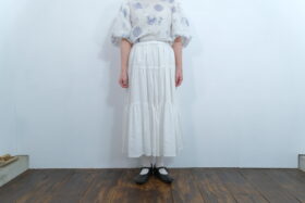 No.7478 LINEN COTTON TIERED SKIRT  5-7月 1