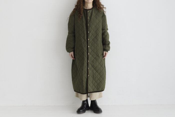 QUILTING LONG COAT khaki 1