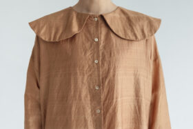 BN2552 Round Collor Over Blouse   C.Brown 4