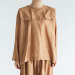 BN4034 Khadi Silk Back Button Sailor Blouse  C.Brown